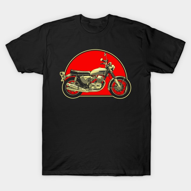 1969 Honda CB750 Retro Red Circle Motorcycle T-Shirt by Skye Bahringer